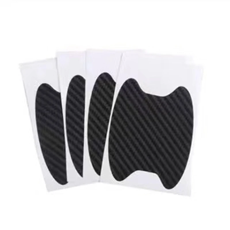 4 Pcs Carbon Fiber Texture Car Door Handle Cup Scratch Protective Stickers Exterior Waterproof Auto Car Door Bowl Sticker