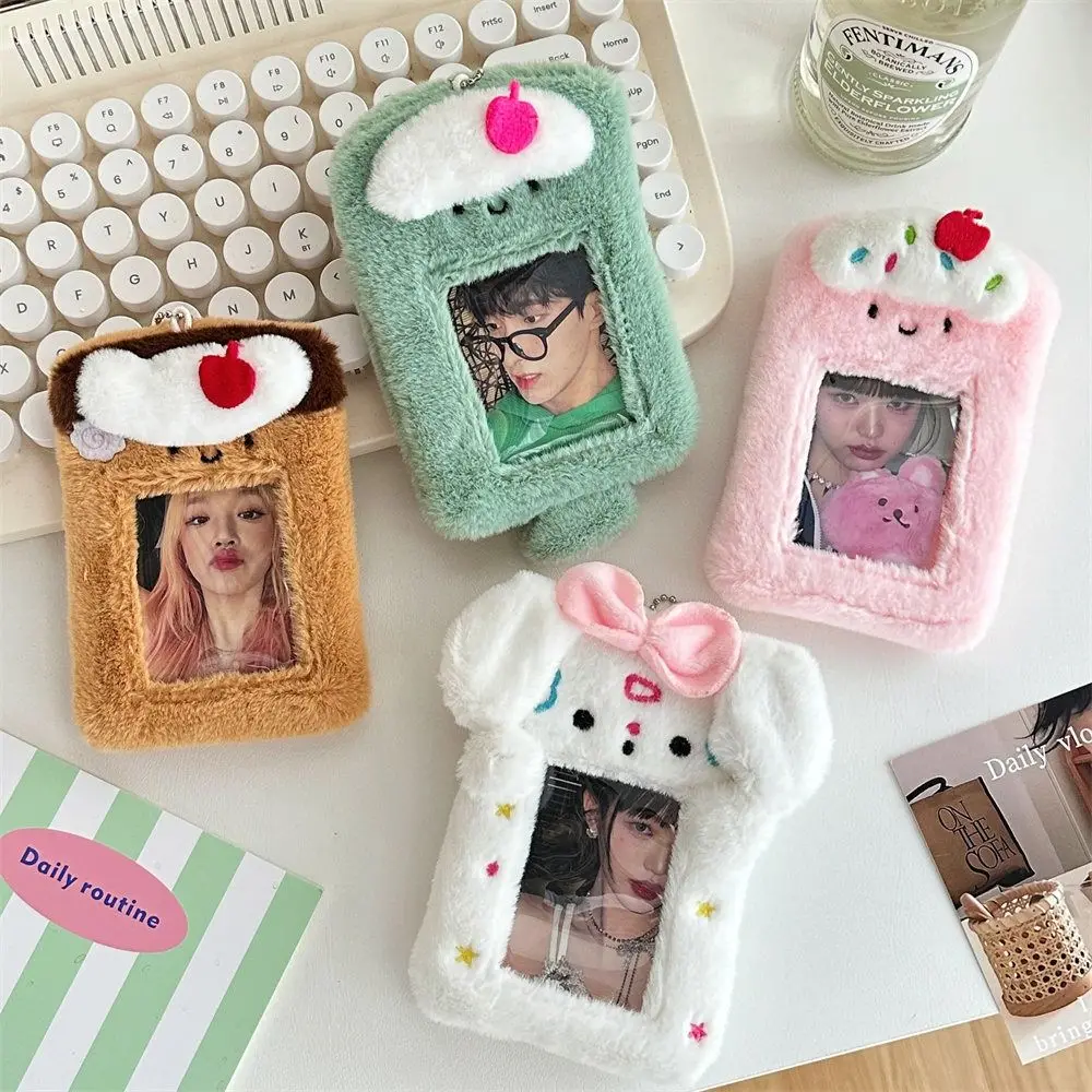 INS Cartoon Plush Card Holder Soft Sweet Star Chasing Pendant Keychain Fashion Idol Animal Shape ID Credit Case Meal Card