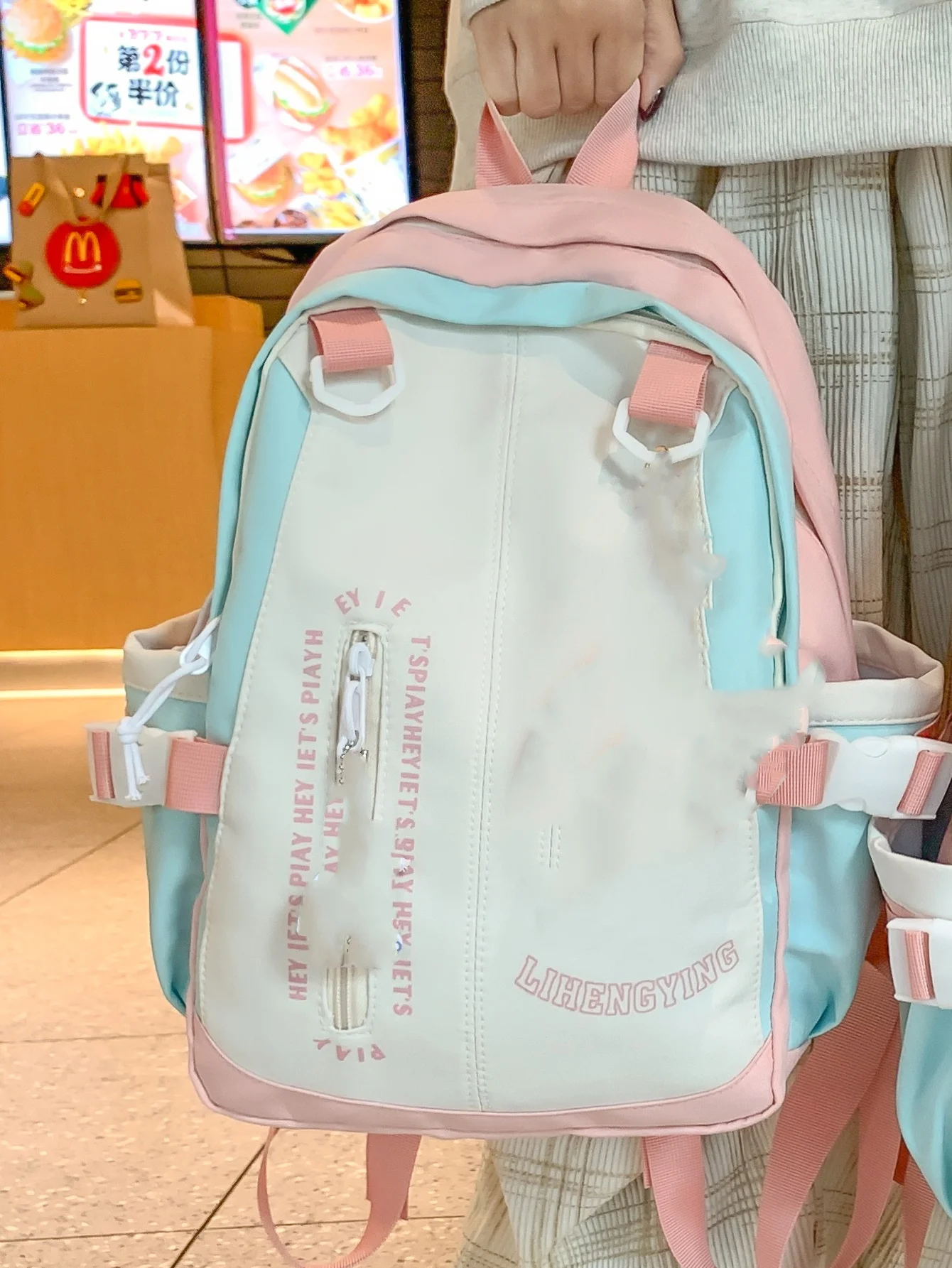 School bag female high school student forest department girly backpack contrast color large capacity backpack