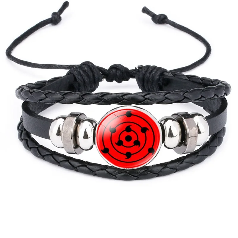 Naruto Accessories Naruto Bracelet Metal Sharingan Cosplay Anime Figure Uzumaki Kakashi Red Cloud Prop Cool Kid Toy Kawaii Gift