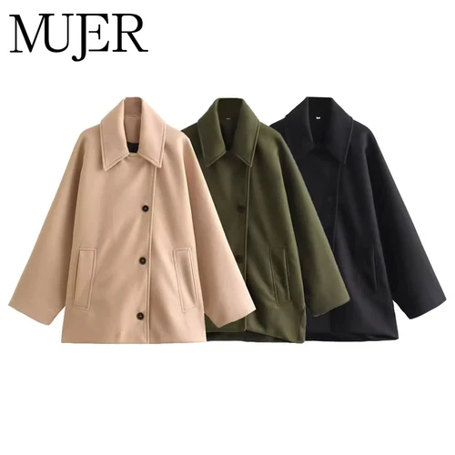 Imagen 2 del producto MUJER Chaqueta larga de gran tamaño para mujer, gabardina de manga larga para mujer, cazadora de otoño para mujer, invierno, nuevo en abrigos y chaquetas