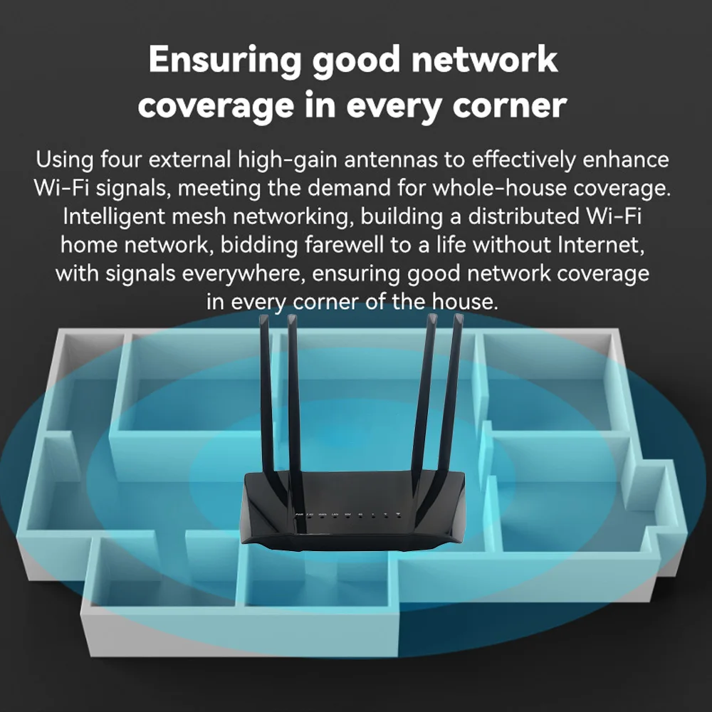 Huitenda-enrutador WiFi 4G LTE, 300Mbps, 2,4 GHz, banda Dual, alta ganancia, 4 antenas, enrutador de Internet de alta velocidad para cámara IP de oficina en casa