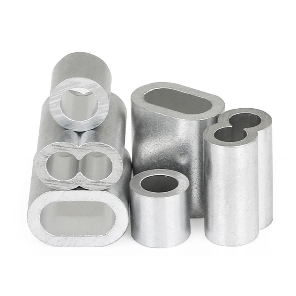 Aluminum sleeve aluminum chuck 8-shaped hole clamp for steel wire rope aluminum buckle quick chuck clamp round double hole