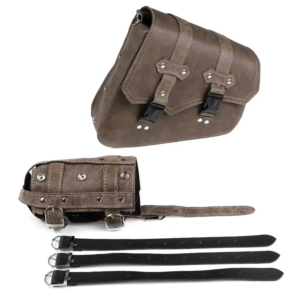 防水オートバイサドルバッグツールバッグ荷物収納ポーチヴィンテージブラウンサドルバッグカフェレーサーカスタムチョッパーボバー用