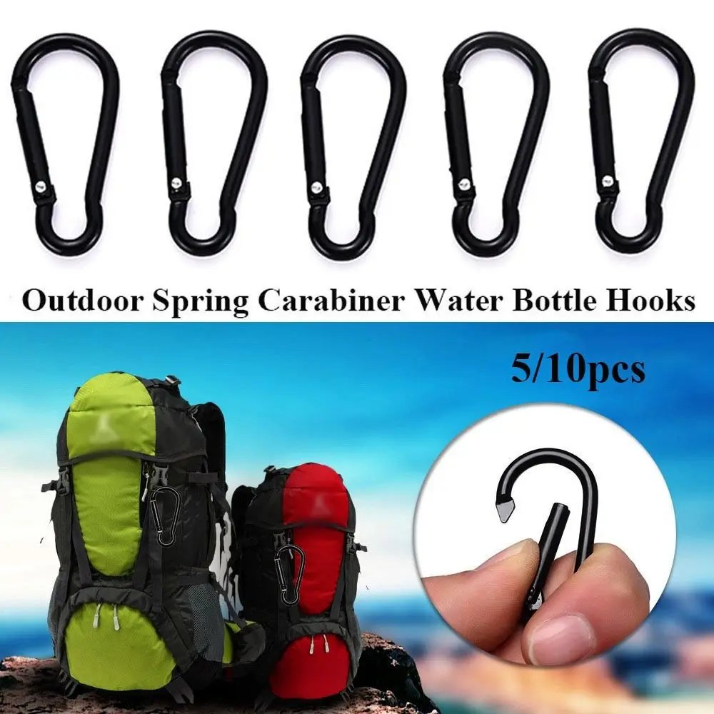 

5pcs High Quality Black Outdoor Carabiner Aluminium Alloy 3.6*46mm Spring Snap Clip Camping Hiking Quickdraws Outdoor Tool
