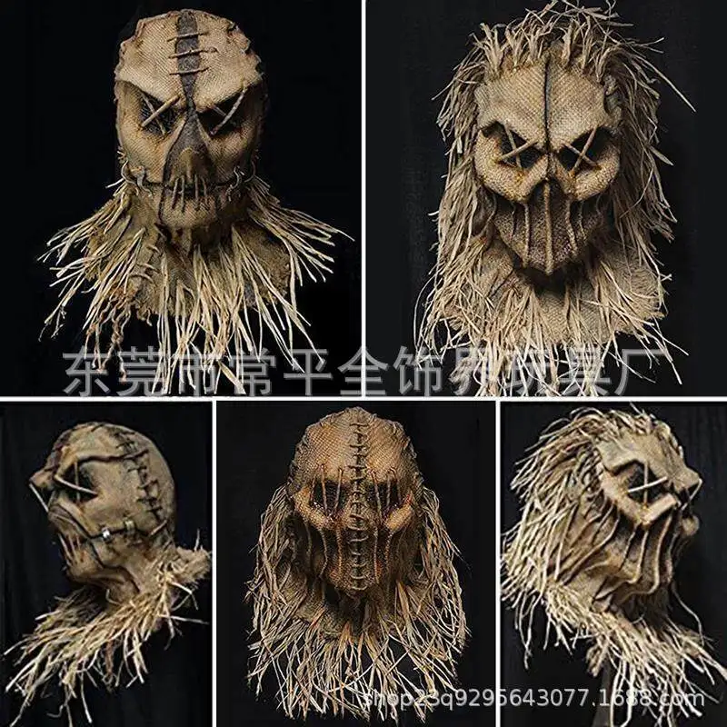 

Scarecrow latex mask, terrifying Halloween headgear, scarecrow headgear, prank mask, movie props, escape room, disguise