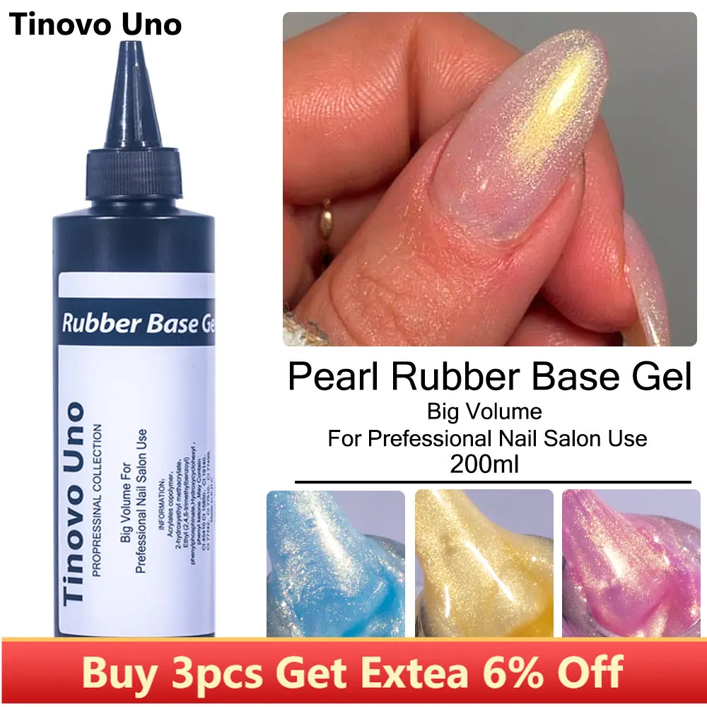 

Tinovo Uno Rubber Base Gel Nail Polish Pearl Shell Color Camouflage Gel 200ML Big Volume Semi Permanent UV Nail Art Store Supply