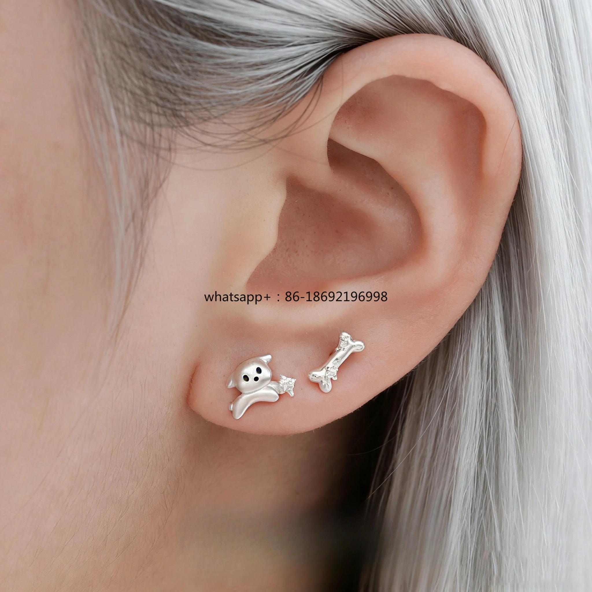 Puppy Sterling Silver Stud Earrings S925 Niche Design Original High-end Earrings Sweet Cool Earrings Women