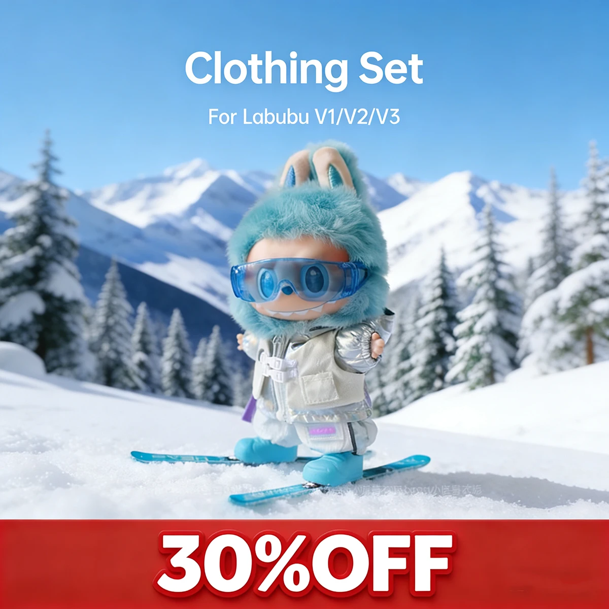 

Labubu Clothes Silver Trench Coat Ski Board For Labubu 3.0 Doll Outdoor Ski Outfit for Ropa Labubu Doll Clothing Accessories
