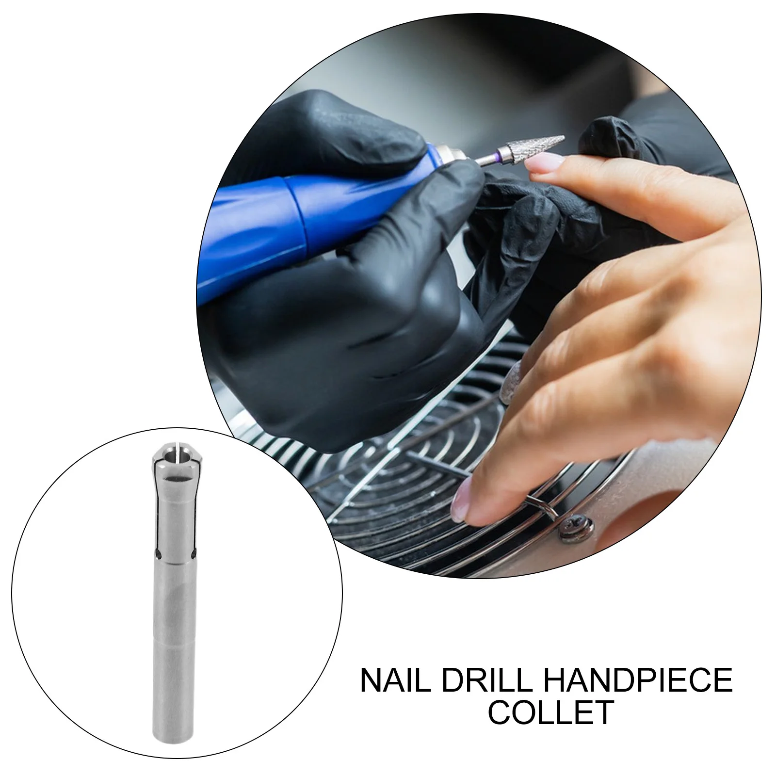 ชุดหัวจับดอกสว่านเล็บสแตนเลสแบบสามขา 4 ชิ้น อะไหล่สำหรับร้านทำเล็บมืออาชีพและงานทำเล็บ DIY