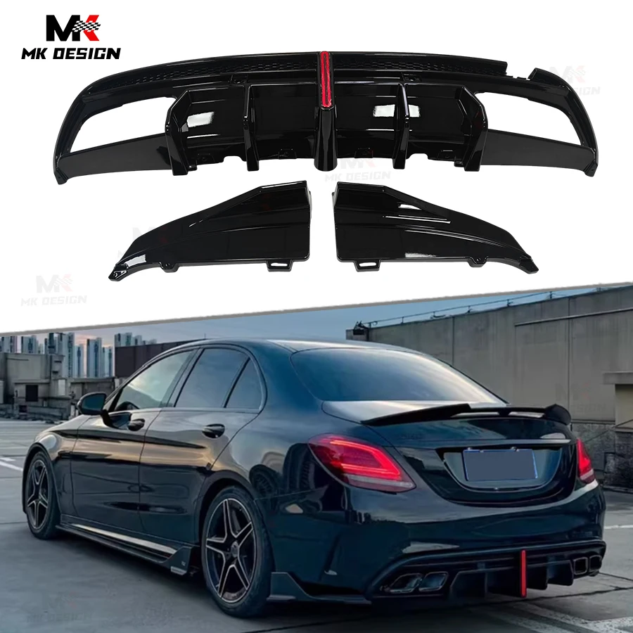 

VTEN Style PP Rear Bumper Lip Diffuser For Mercedes-Benz C Class W205 C43 C63 AMG 4 Doors Sedan 15-21 ABS Rear Splitters Winglet
