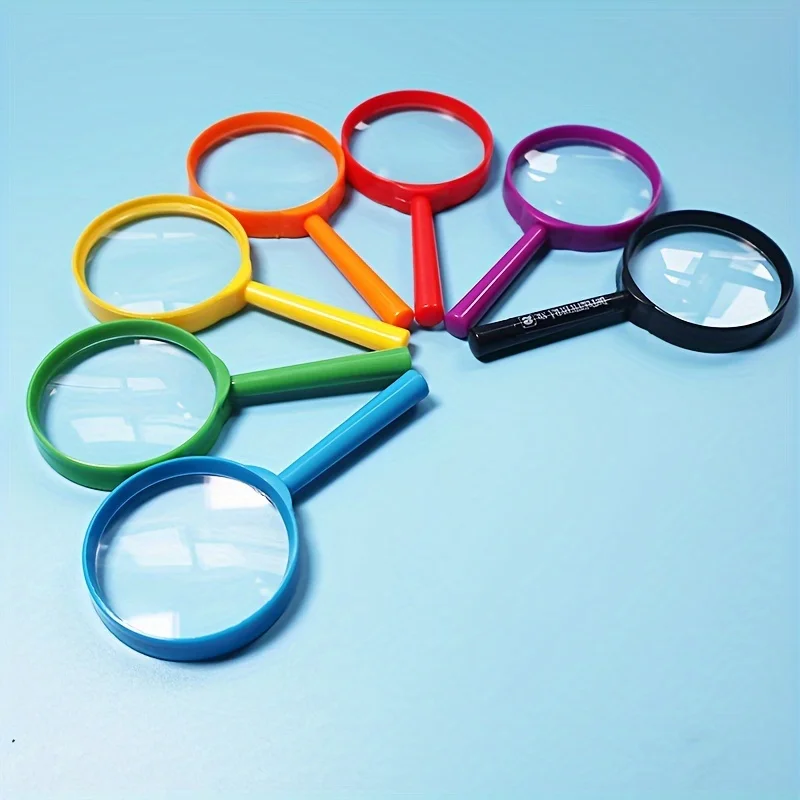 5-teiliges Set aus tragbaren Plastik-Lupen, Mini-Handlupen für den Naturkundeunterricht, Beobachtungen im Freien, Partyzubehör.