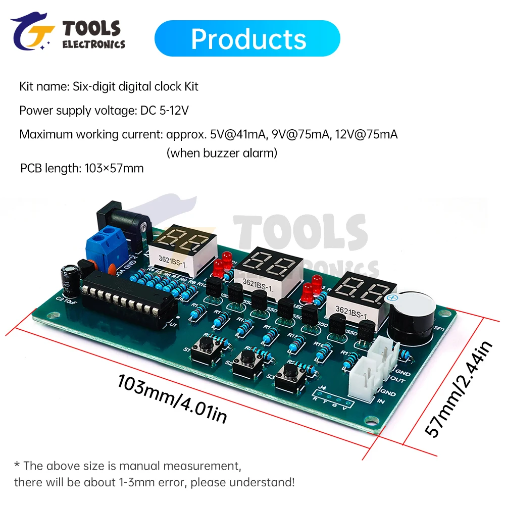 Red Display Digital Clock Module Electronic Kit C51 Electronic Clock DIY Kit DC 5-12V LED Digital Horologe Suite Timer Module