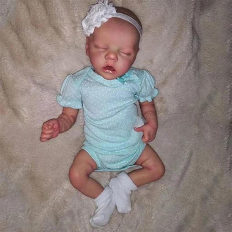 

43CM Reborn Baby Dolls Full Body Silicone Girl Doll Twin A Handmade Lifelike Sleeping Baby Dolls Hand Painted Hair Bebe Reborn