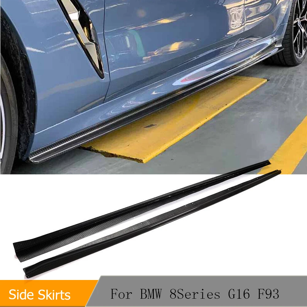 Car Side Skirts for BMW 8 Series G16 F93 M850i M Sport 4 Door Gran Coupe M8 2018 - 2021 Side Extension Lips Spoiler Dry Carbon