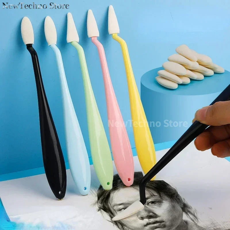 1 Set Art Sketch Wipe Knife Washable Brush Sponge Highlight Artist Correction Detail Eraser Pen Sketch Clean Tools Drawing