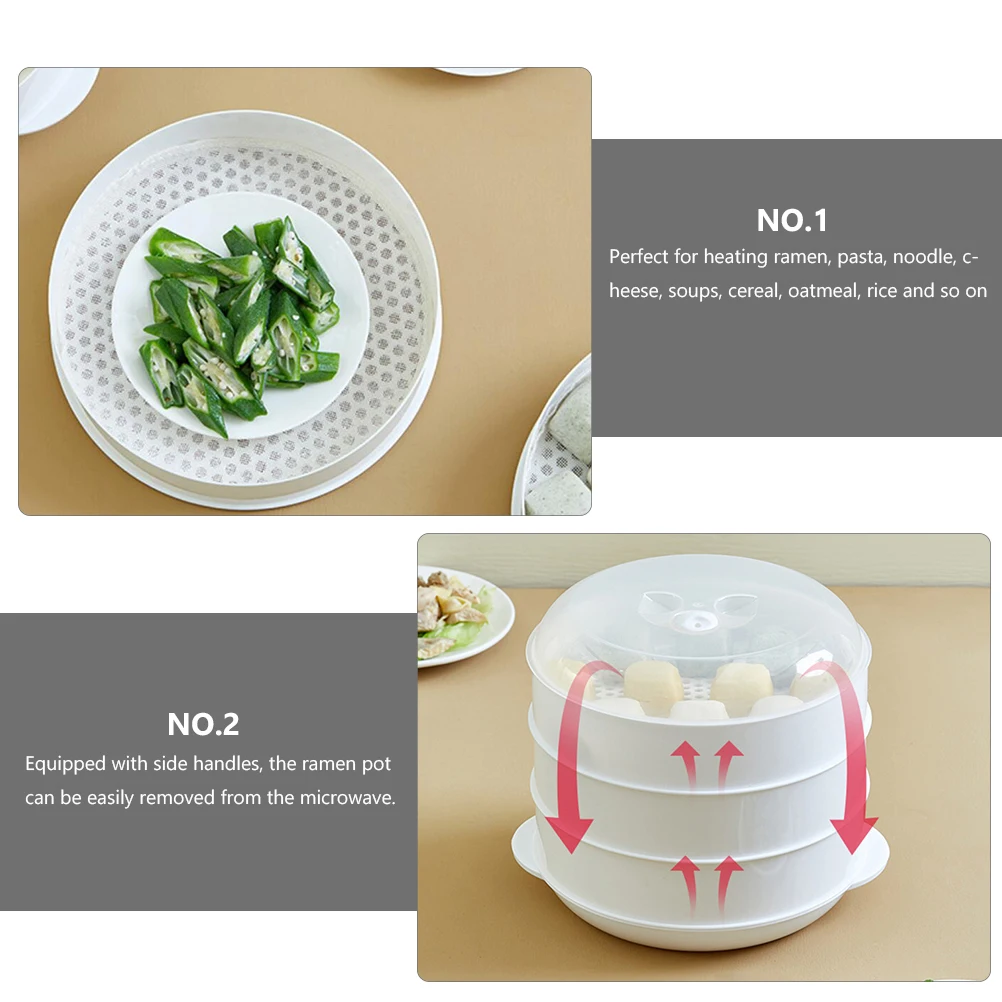 

Microwave Safe Steamer Bowl 3 Layers Vegetable Kitchen Cooking Accessories High Temperature Resistant Easy Clean Steam
