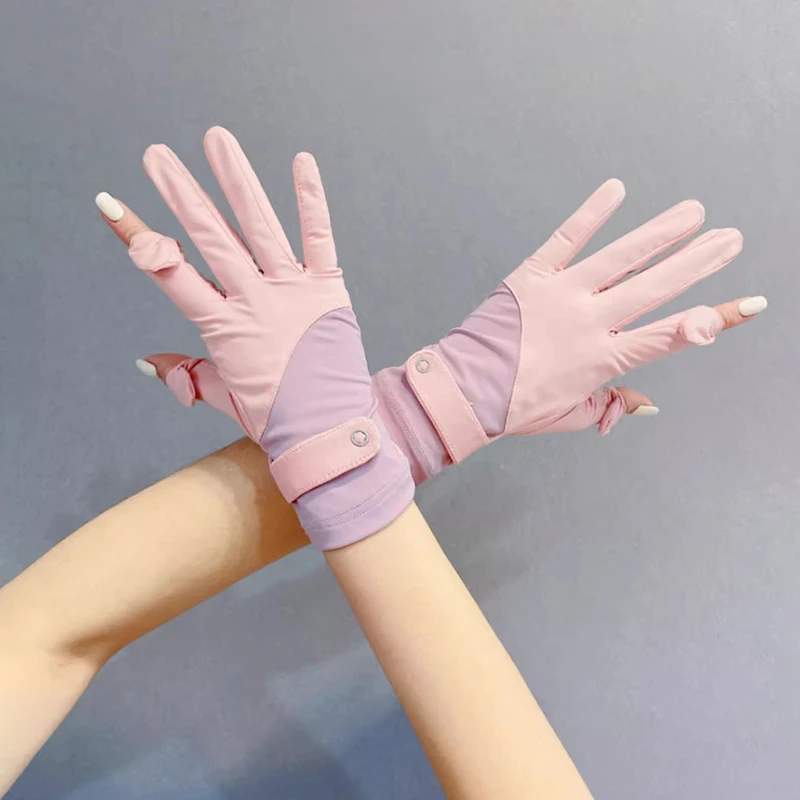 قفازات نسائية للحماية من الشمس، مقاومة للأشعة فوق البنفسجية، قفازات شبكية قابلة للتنفس للقيادة وركوب الدراجات، شاشة لمس غير قابلة للانزلاق #2