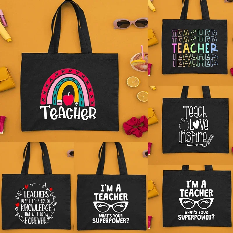 Teacher Tote Bag Teacher Rainbow Shoulder Bags Shopper Ladies Totes Teacheres Appreciation Gifts Gifts for Teaching Assistant