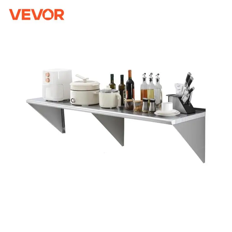 VEVOR 315/500lbs Stainless Steel Shelf Wall Mounted Floating Shelving W/Brackets Commercial Shelves for Kitchen Garage Home