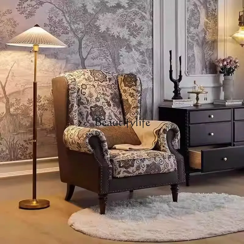 

American fabric sofa living room retro tiger chair bedroom leisure sofa removable and washable