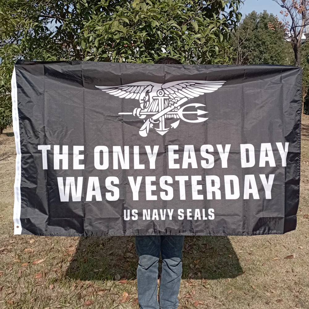 Aerlxemrbrae   90x150 CM US Navy Seals flag polyester hanging The Only Easy Day Was Yesterday US NAVY SEALS banner