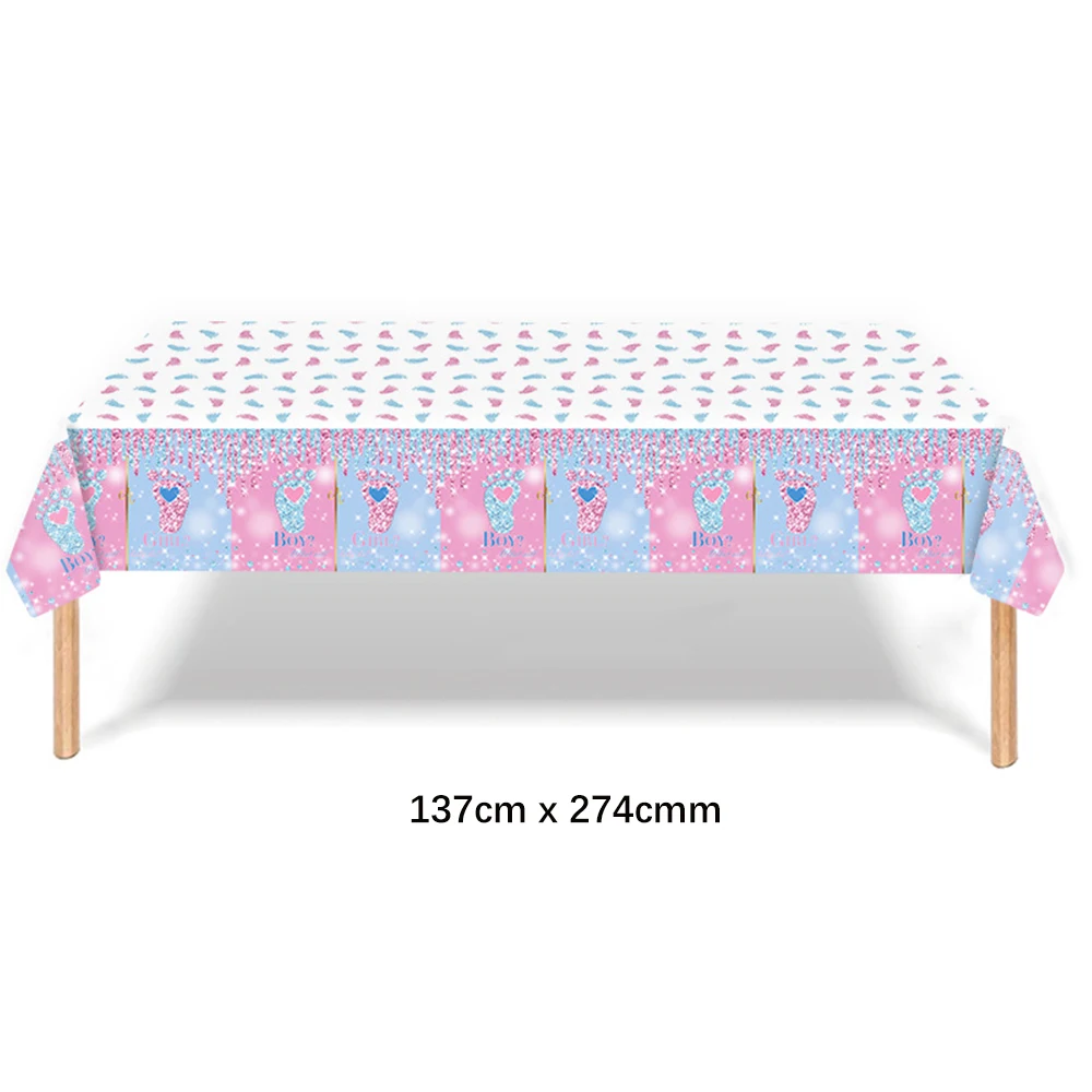 Geschlecht offenbaren Party Einweggeschirr Junge oder Mädchen Pappteller Tassen Servietten Babyparty Rosa Blau Baby Party Tischdekoration – Detail 3
