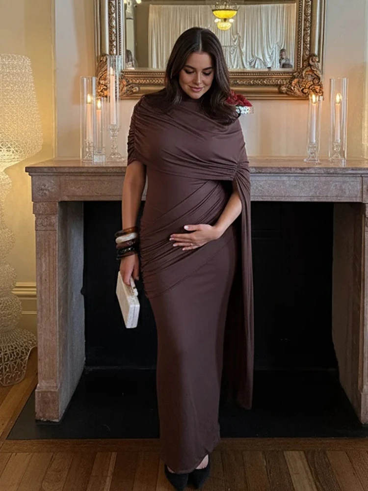 maternity-photography-satin-ruched-dress-shawl-gown-elegant-pregnancy-photo-outfit-baby-shower-maternity-gown-studio-costume