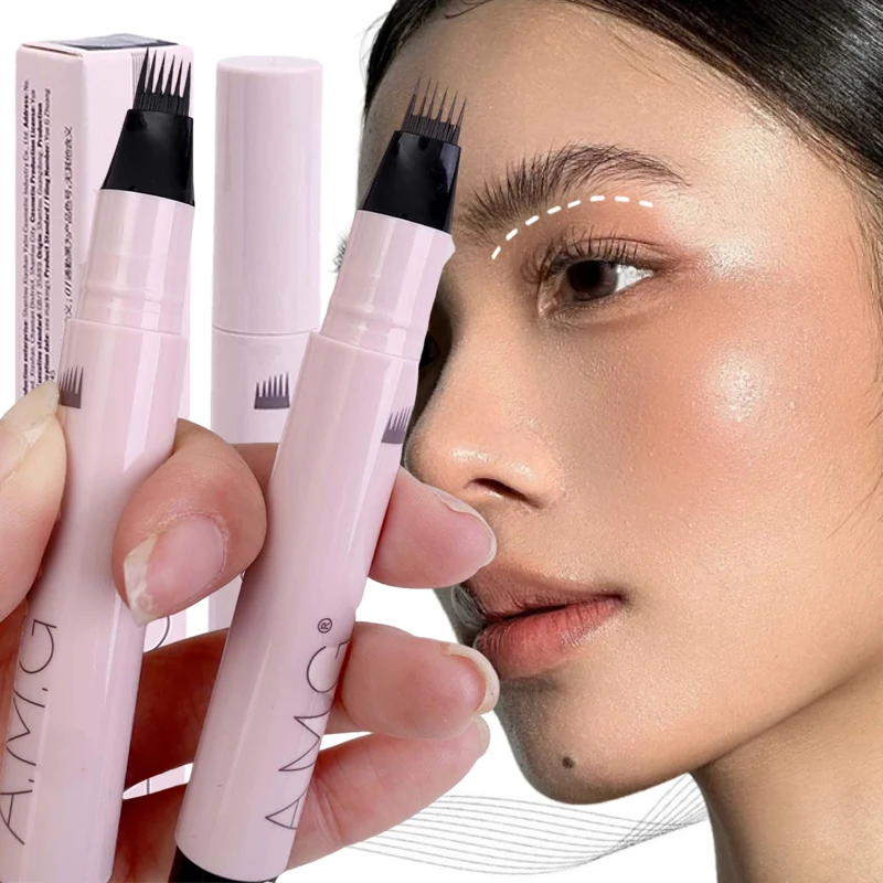 

6 Split Tip Eyebrow Pen Waterproof Liquid Eyebrow Pencil Long Lasting Natural EyeBrows Tattoo Pen Smudge Proof Eye Makeup Tool