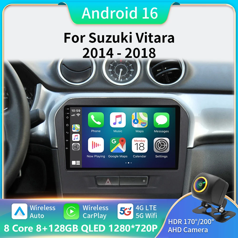 

Android 16 Carplay Auto For Suzuki Vitara 2014 2015 2016 2017 2018 Car Radio Multimedia Player Stereo video Head Unit 5G WiFi BT