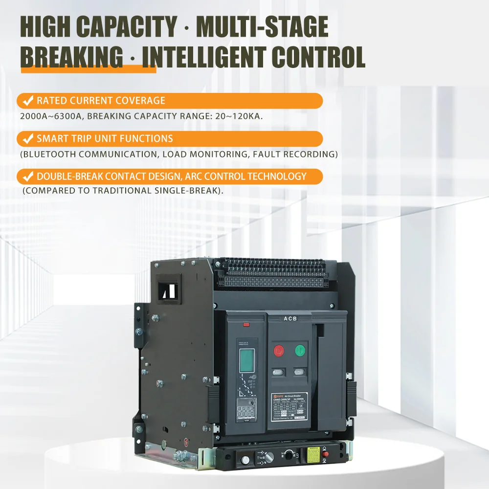 قواطع دوائر الهواء ACB العالمية من النوع الثابت 1600A 3P من سلسلة NW2