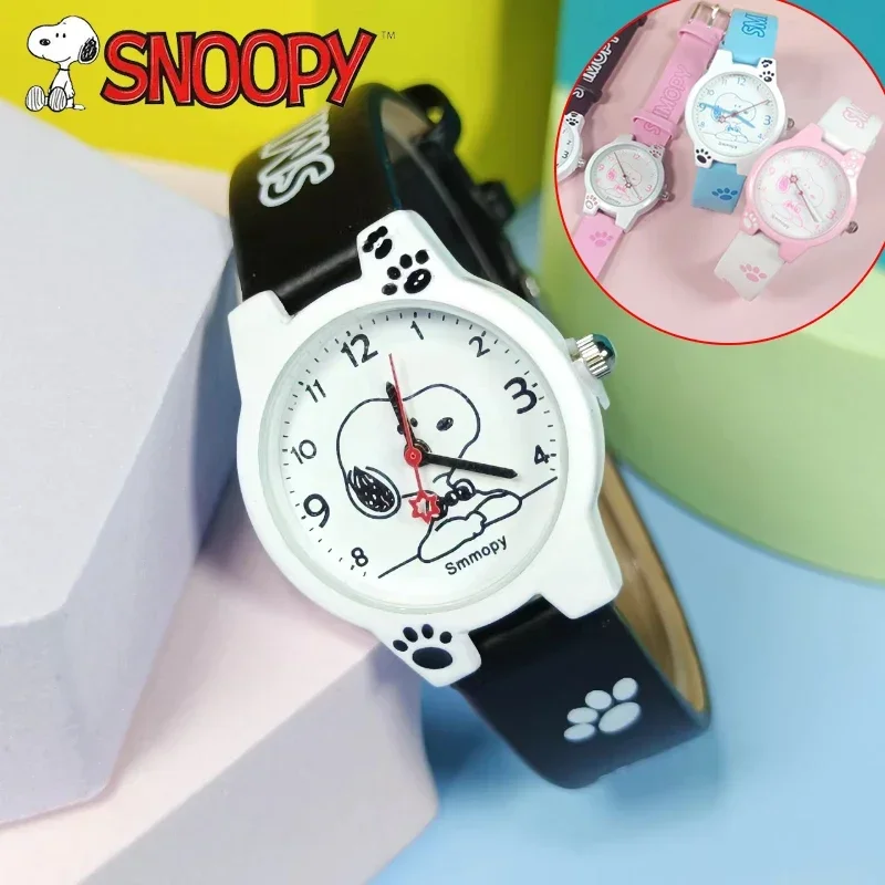 Snoopy Children Cartoon Quartz Watch Cute Animation Boy Girl Waterproof Wrist Watch Simplicity student casual watch PU Watchband