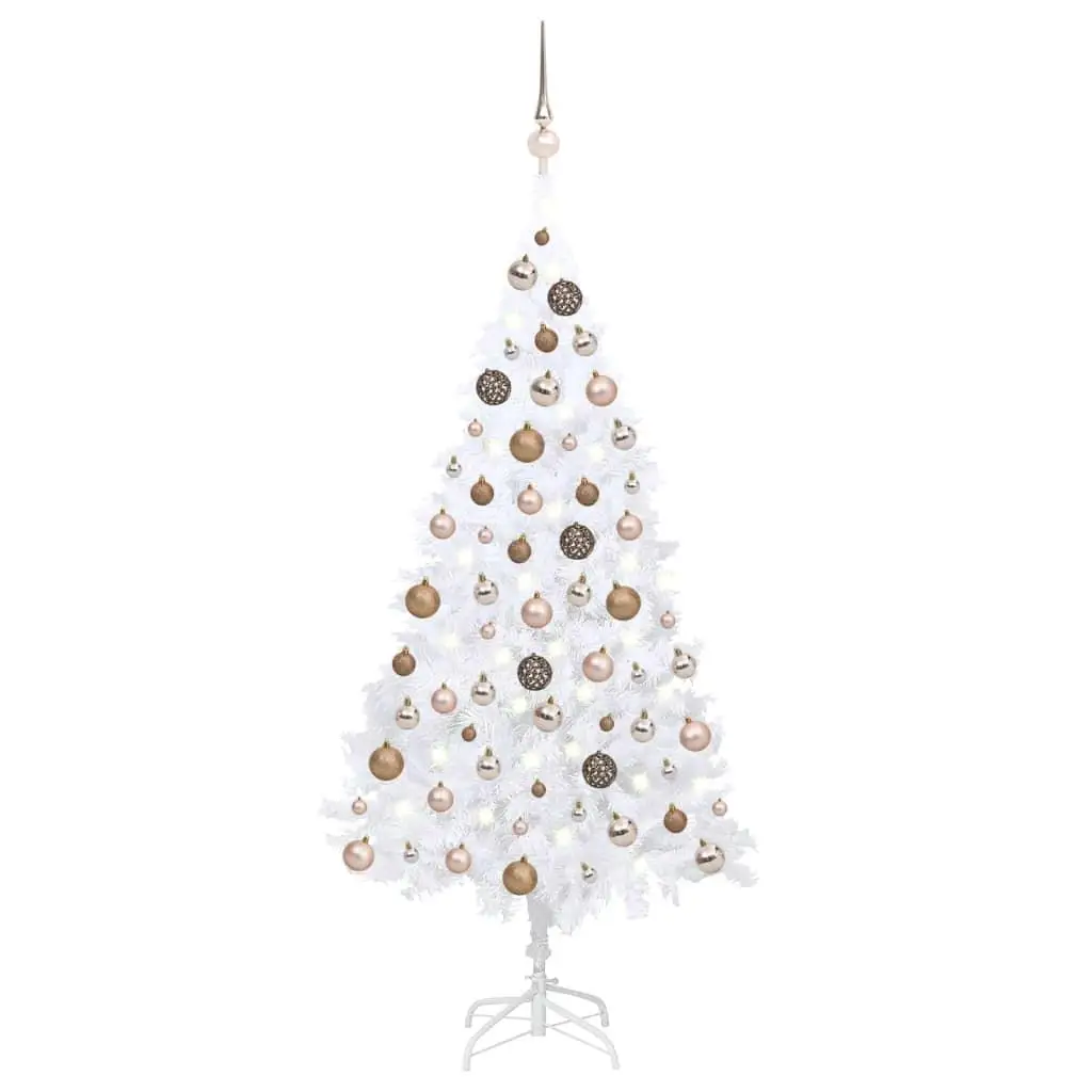 

Elegant Pre-lit Christmas Tree with Ball Set White 47.2in PVC Holiday Decoration