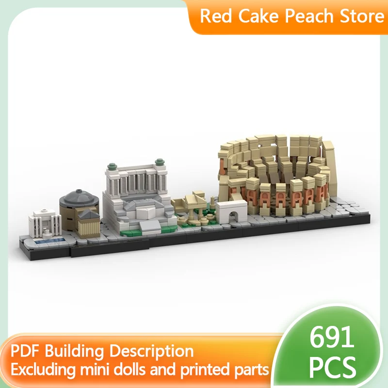 

City Street View Model MOC Building Bricks Rome Skyline Architecture Modular Technology Children Holiday Gifts Assemble Toy Suit