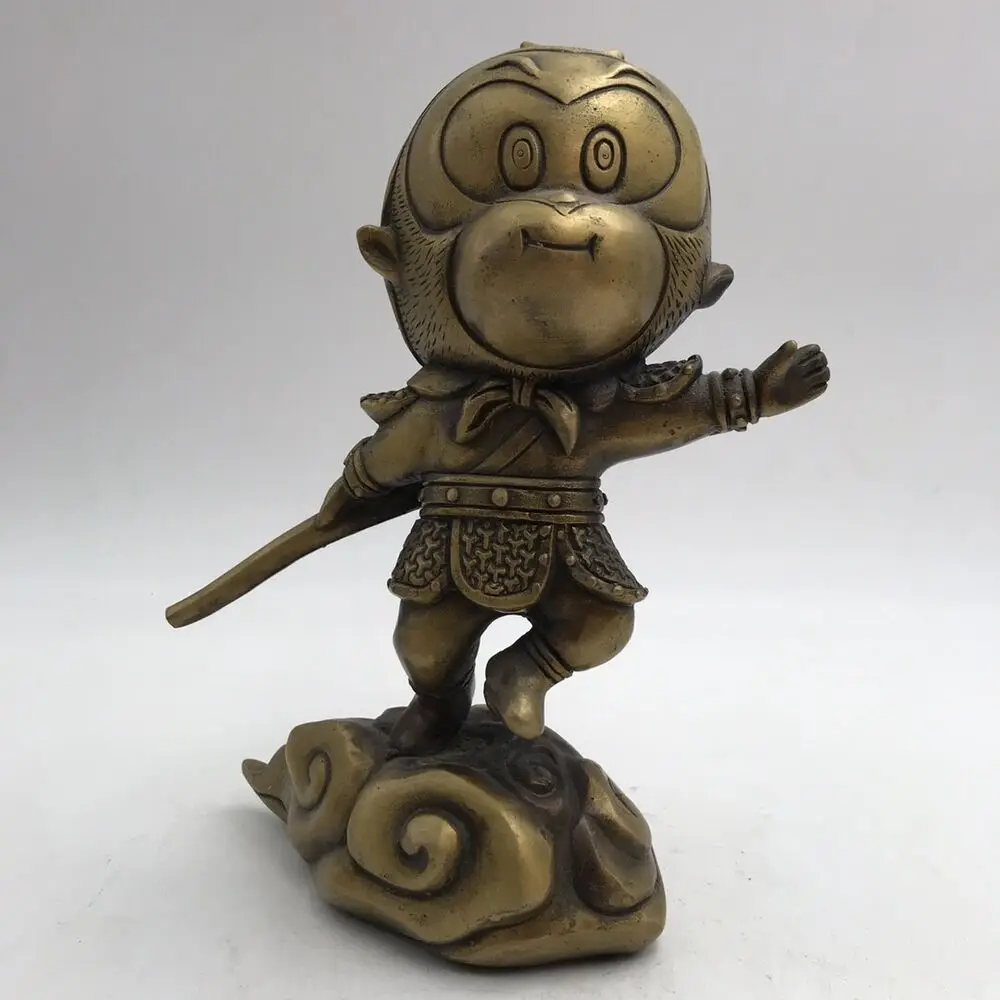 Chinese collectibles brass mythological figure Sun Wukong statue ornament