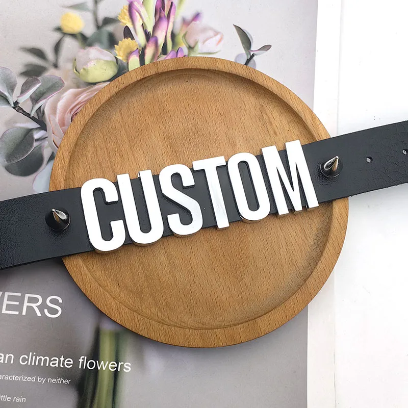 Punk Rivet Customized Letters Collar Spikes Choker Necklace DIY Personalized Sexy Wide Leather Chocker Gothic Cosplay Jewelry