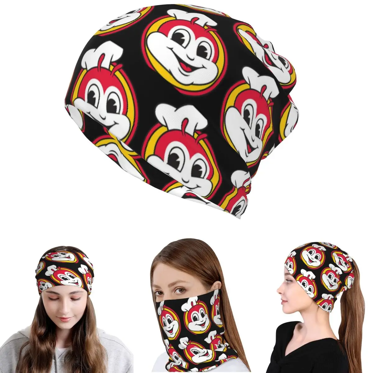 Jollibee Bandana-Halstuch, Maske, Schal, warmes Stirnband, Mütze für Männer und Frauen, winddicht