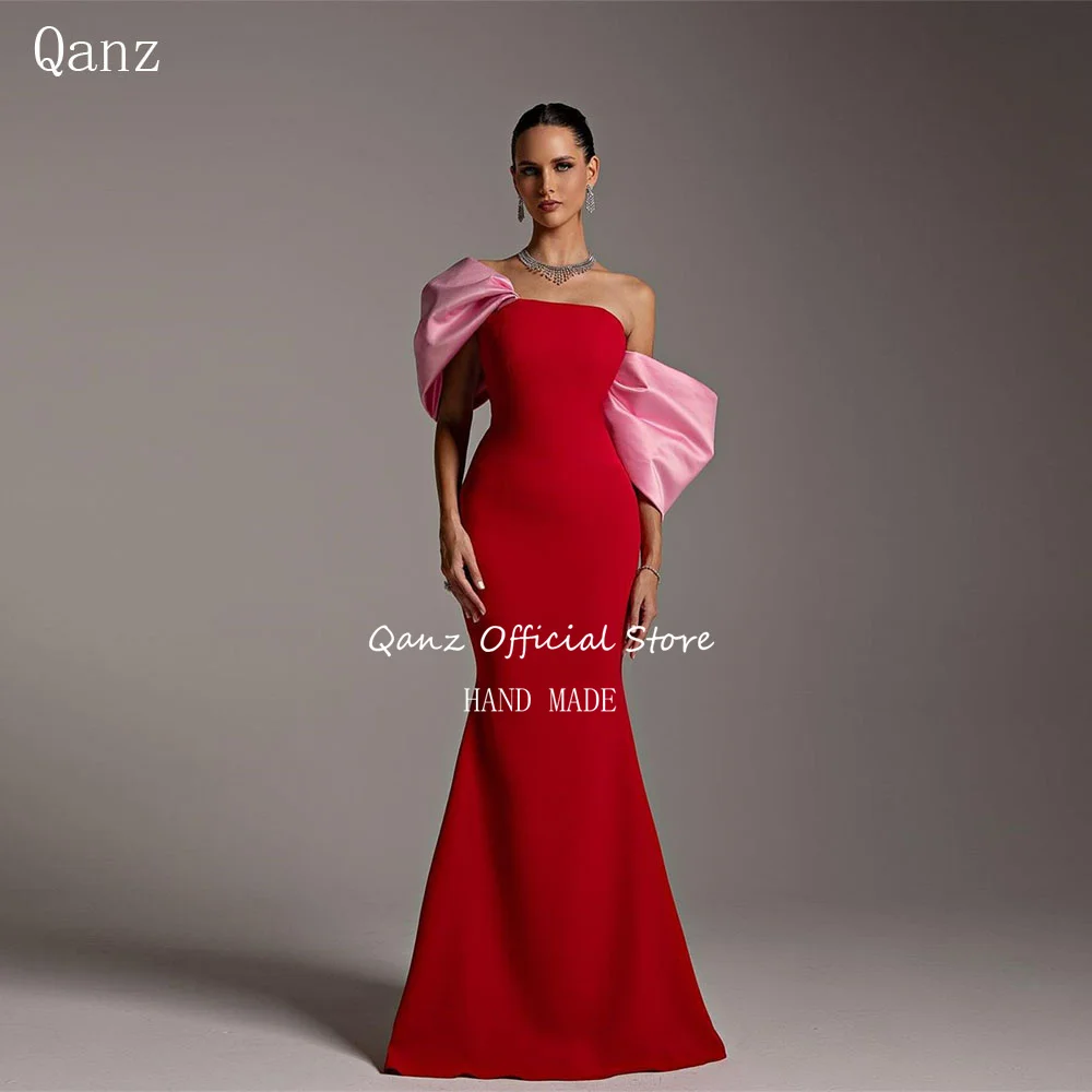 Qanz Saudi Arabia Mermaid Evening Dresses Off The Shoulder With Bow Backless Robe De Soiree Femmes Party Prom DressesCustomized