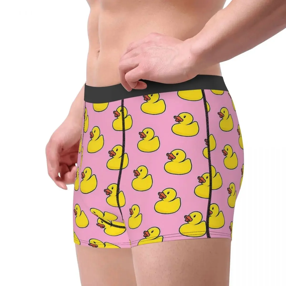 In Pastel Pink Rubber Duck Bath Toy Yellow Cute Underpants Breathbale Panties Men's Underwear Comfortable Shorts Boxer Briefs