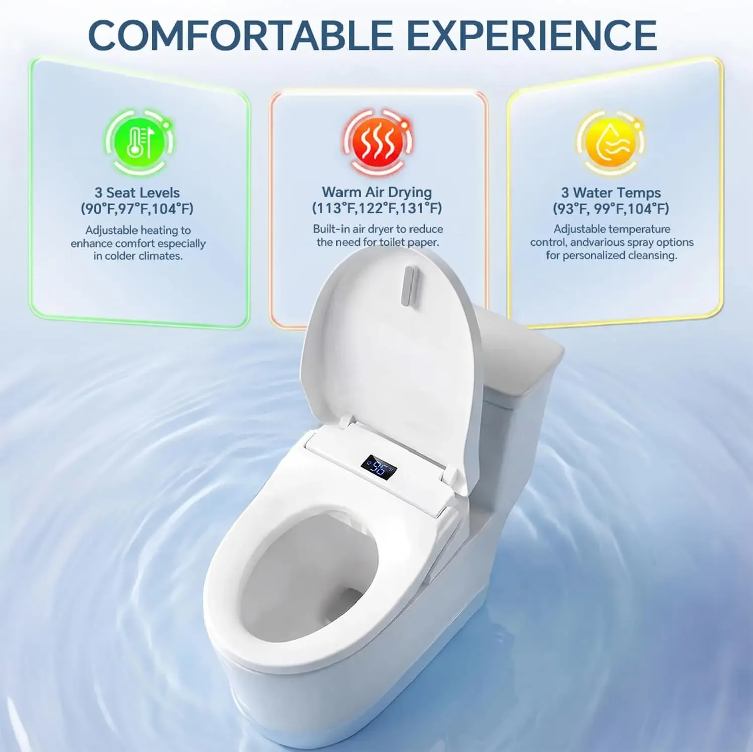 Bidet Toilet Seat Elongated, Electric Heated Seat with Instant Warm Water | Remote & Side Knob Control, Self-Clean Nozzle, Soft
