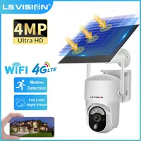 LS VISION 4MP 4G Sim Solar Camera Wifi Outdoor Solar Security Camera 360° Surveillance PIR Human Detect Built In Battery Ubox