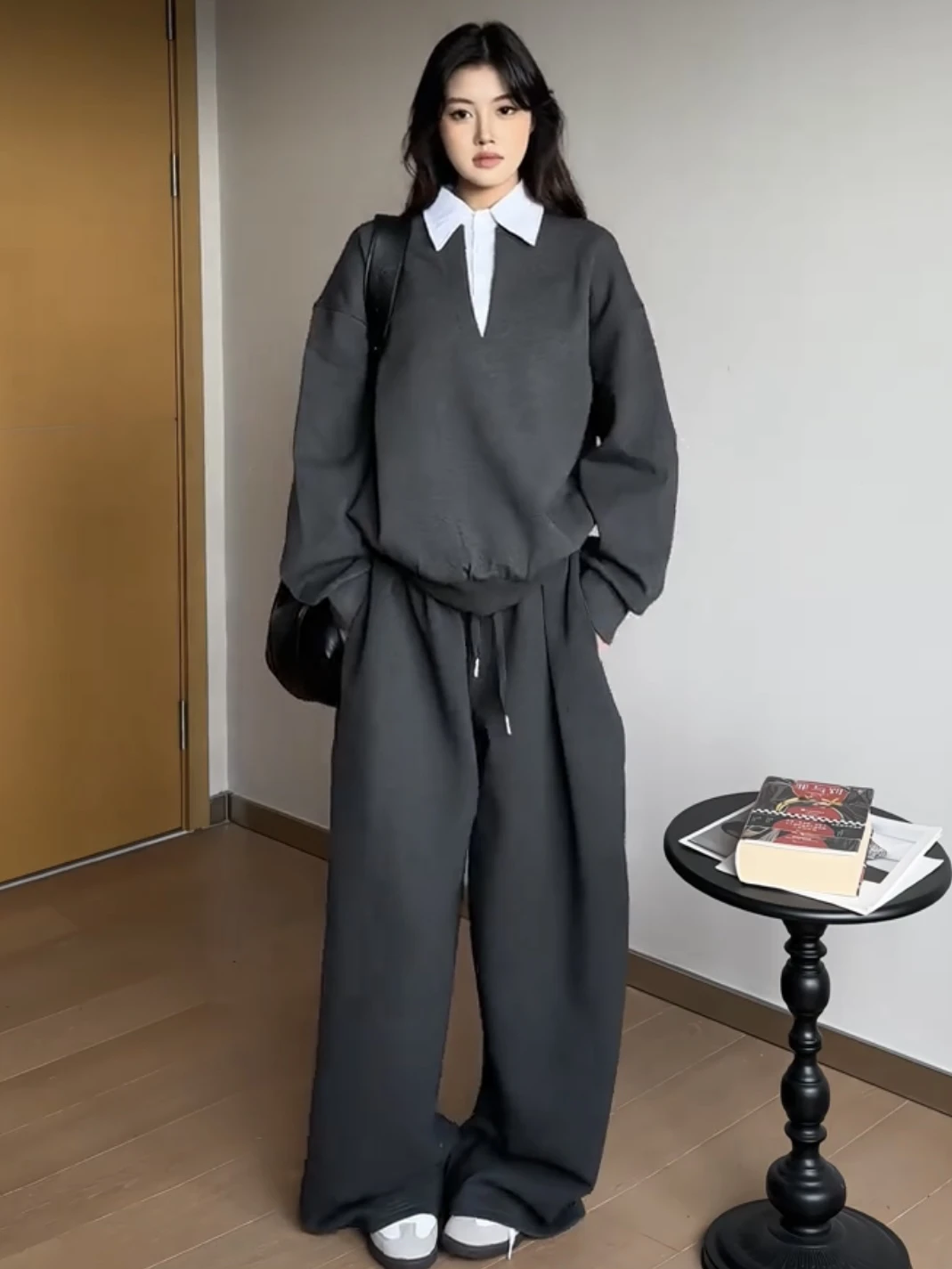 

Мужская повседневная одежда Lazy Sle irt в стиле пэчворк, свободный комплект из двух предметов Spor, удобная смесь хлопка и полиэстера Long Sve