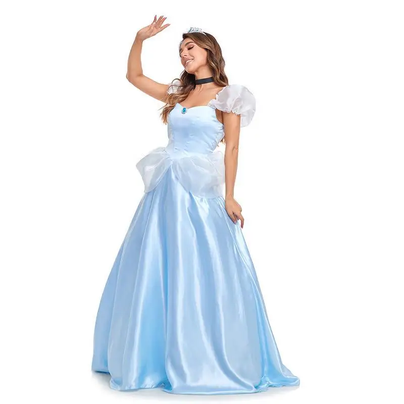 زي Princ Dr Cinderella Stage loween Role-plang ملابس نسائية ثوب مسائي KTV Par مادة PU