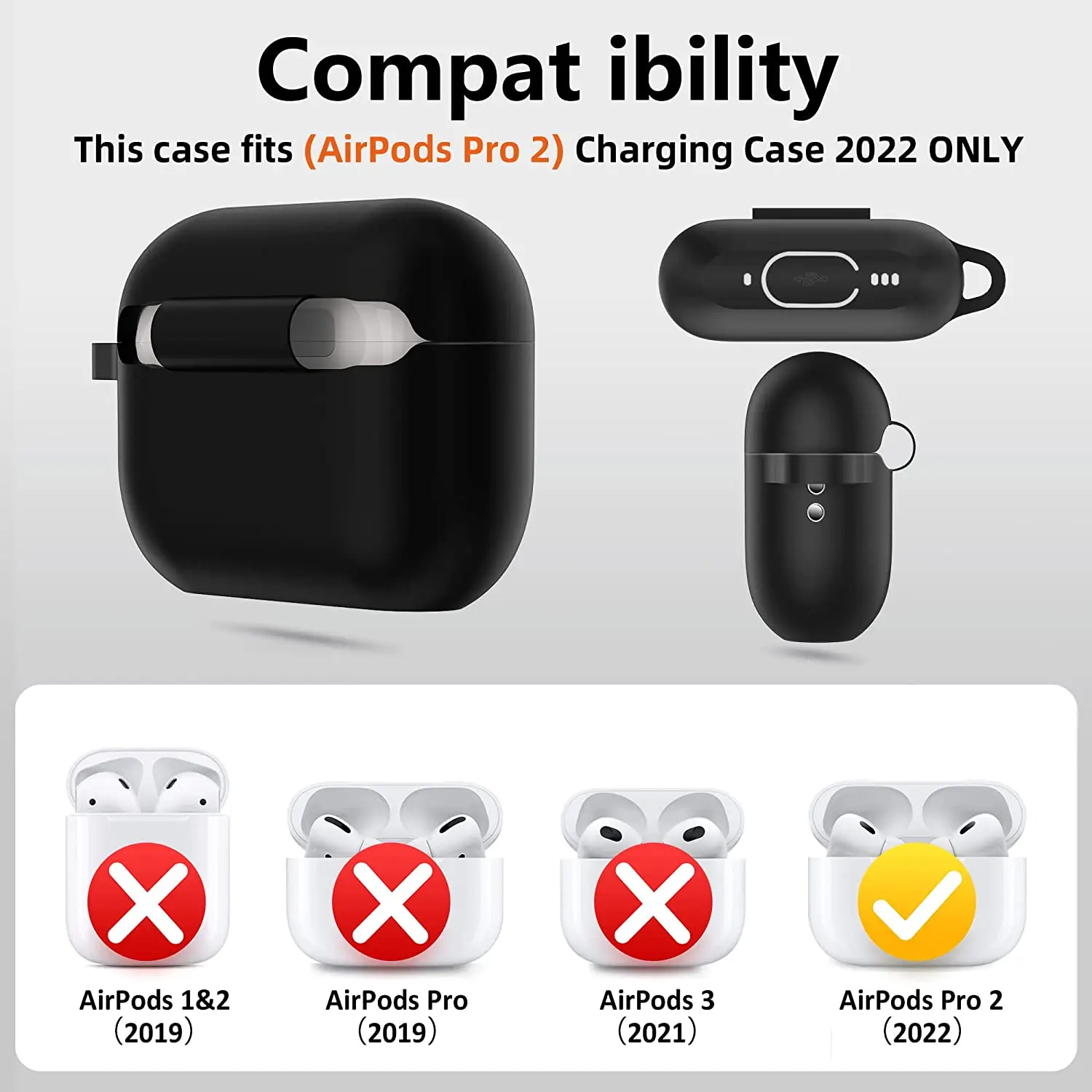 Чехол для Airpods Pro 2-го поколения, мягкие чехлы, противоударный чехол с цепочкой для ключей, чехол для женщин для AirPods Pro 2, чехол для зарядки