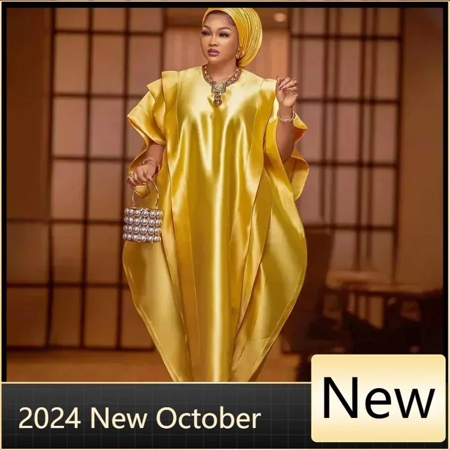 

Customized African ethnic costume dress customized fabric fashion temperament with a headscarf
