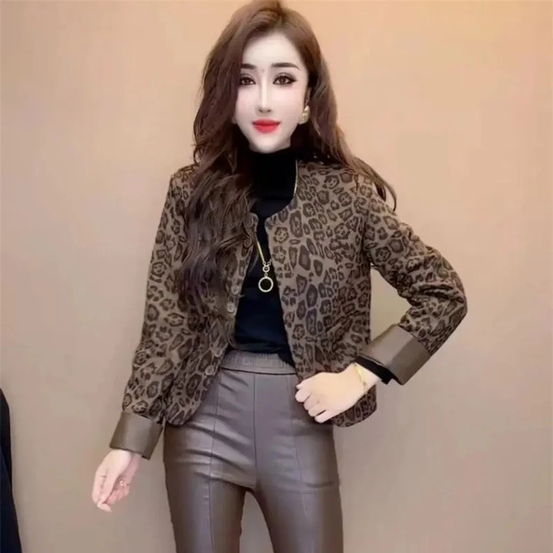 

Fashion Retro Design Leopard Print Jacket For Women 2025 New Spring Autumn Versatile Jacket Top Korean Women Receive High Praise