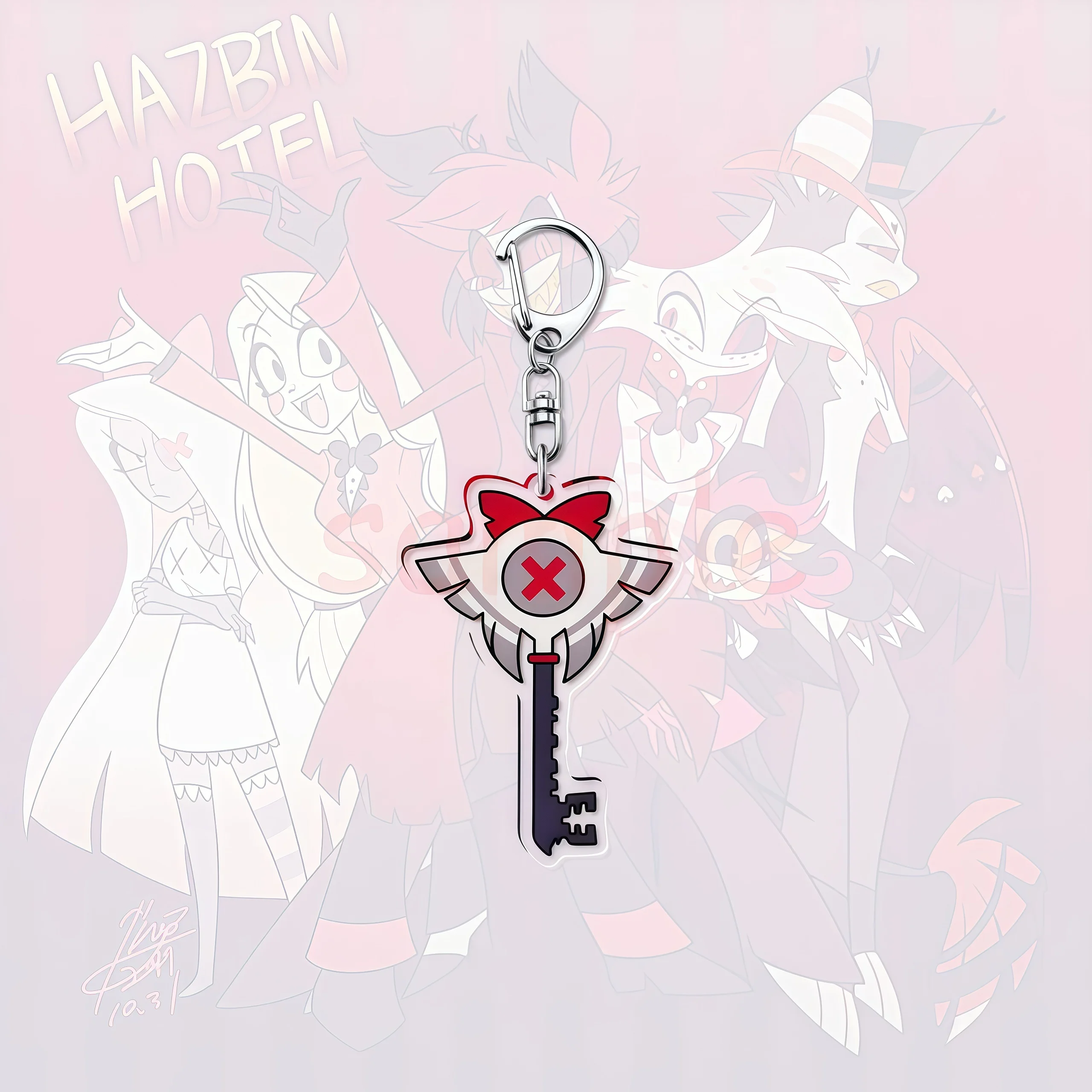 

Акриловые брелки Hazbin с логотипом отеля, креативные милые мультяшные аниме-сумки, рюкзак, подвеска, подарочная сумка, посылка, украшения