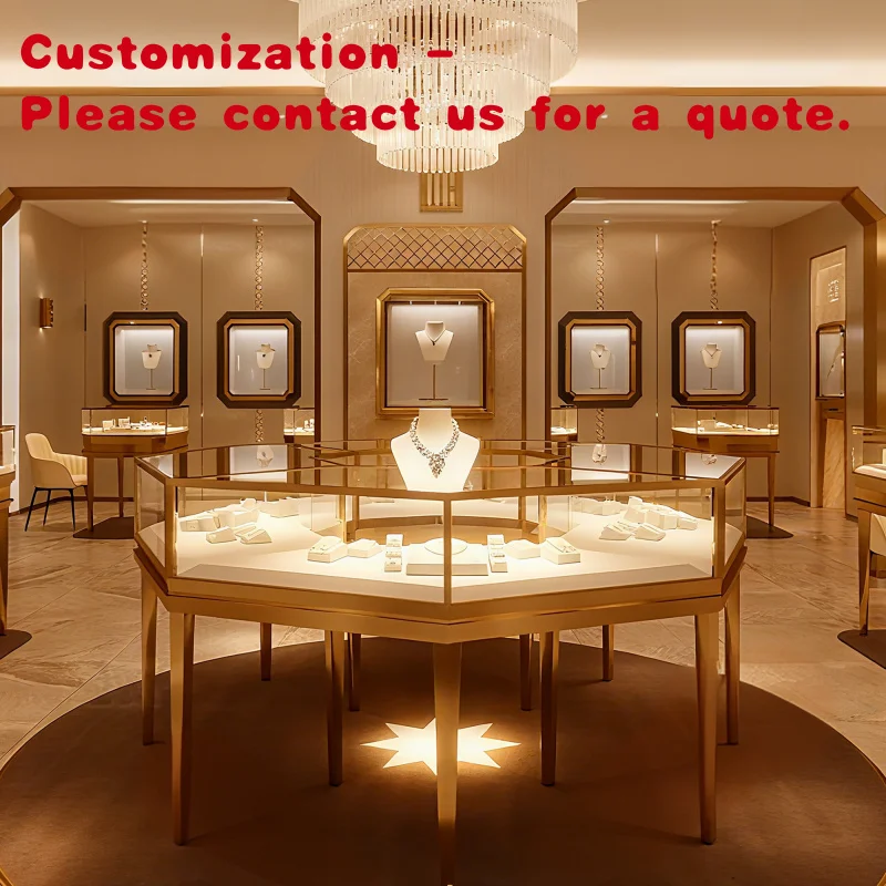 custom.Jewelry Showcase Store Vitrine Show Jewelry Display Glass Luxury Display Cabinet Store