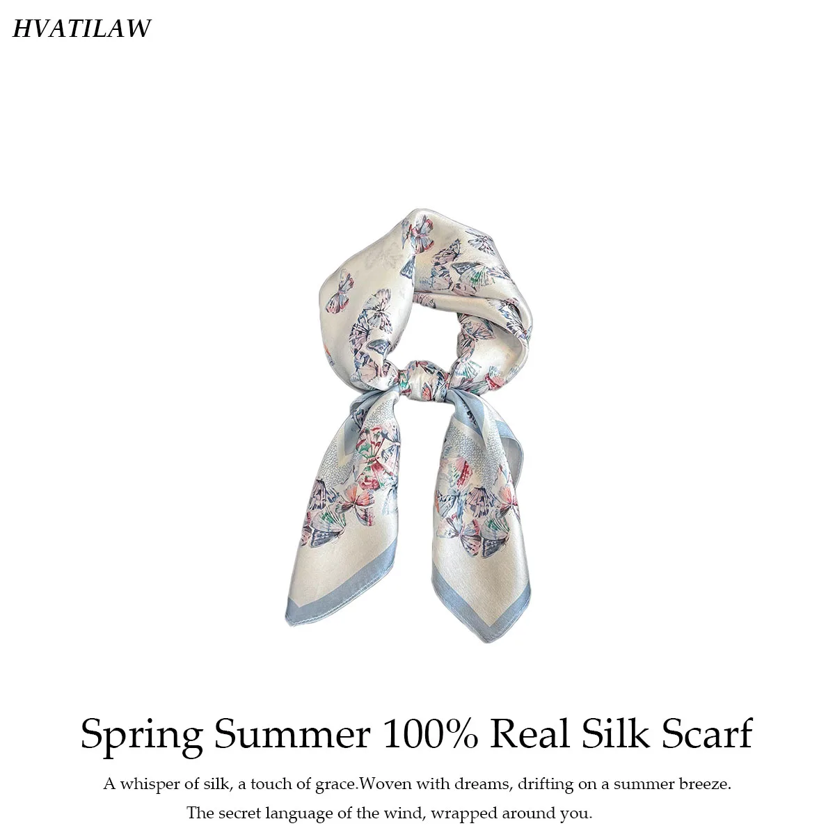 

100% Natural Silk Scarf Women Print Bandana 65cm Square Scarves Wrap Kerchief Spring Summer Fashion Luxury High-end Silk Hijab