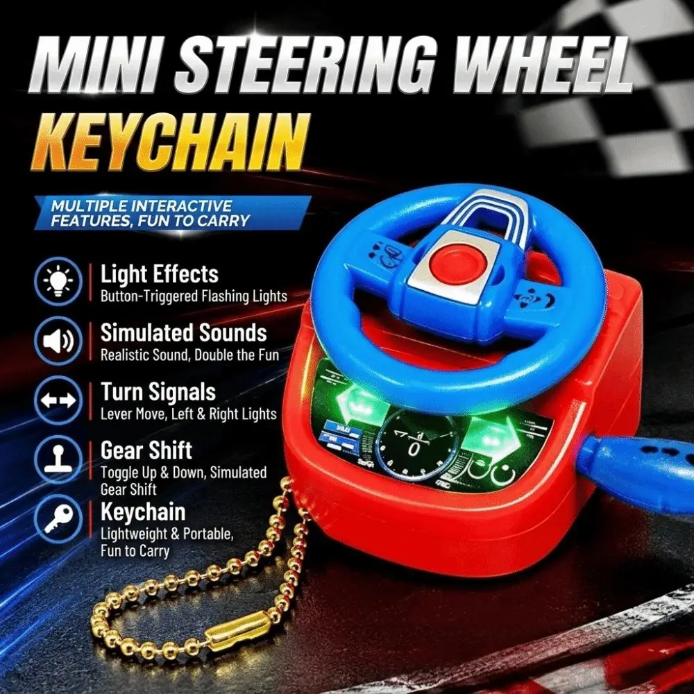 Mini Fidget Keychain Shiftable Various colors Simulated Steering Wheel Illumination Rotatable Steering Wheel Keychain